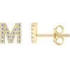 imagePAVOI 14K Gold Plated 925 Sterling Silver Cubic Zirconia Initial Letter Stud Earrings for Women  Simulated Diamond Alphabet Letter Earrings M