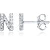 imagePAVOI 14K Gold Plated 925 Sterling Silver Cubic Zirconia Initial Letter Stud Earrings for Women  Simulated Diamond Alphabet Letter Earrings N