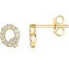 imagePAVOI 14K Gold Plated 925 Sterling Silver Cubic Zirconia Initial Letter Stud Earrings for Women  Simulated Diamond Alphabet Letter Earrings Q