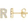imagePAVOI 14K Gold Plated 925 Sterling Silver Cubic Zirconia Initial Letter Stud Earrings for Women  Simulated Diamond Alphabet Letter Earrings R