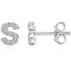imagePAVOI 14K Gold Plated 925 Sterling Silver Cubic Zirconia Initial Letter Stud Earrings for Women  Simulated Diamond Alphabet Letter Earrings S