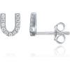 imagePAVOI 14K Gold Plated 925 Sterling Silver Cubic Zirconia Initial Letter Stud Earrings for Women  Simulated Diamond Alphabet Letter Earrings U