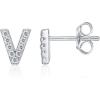 imagePAVOI 14K Gold Plated 925 Sterling Silver Cubic Zirconia Initial Letter Stud Earrings for Women  Simulated Diamond Alphabet Letter Earrings V
