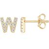 imagePAVOI 14K Gold Plated 925 Sterling Silver Cubic Zirconia Initial Letter Stud Earrings for Women  Simulated Diamond Alphabet Letter Earrings W