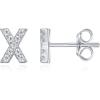 imagePAVOI 14K Gold Plated 925 Sterling Silver Cubic Zirconia Initial Letter Stud Earrings for Women  Simulated Diamond Alphabet Letter Earrings X