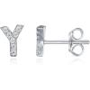 imagePAVOI 14K Gold Plated 925 Sterling Silver Cubic Zirconia Initial Letter Stud Earrings for Women  Simulated Diamond Alphabet Letter Earrings Y