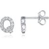 imagePAVOI 14K Gold Plated 925 Sterling Silver Cubic Zirconia Initial Letter Stud Earrings for Women  Simulated Diamond Alphabet Letter EarringsQ