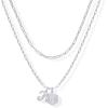 imagePAVOI 14K Gold Plated Dainty Hexagon Initial Letter Pendant Layered Necklace Jewelry Gift for Women  Paperclip Layering Chain NecklaceWhite Gold