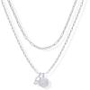 imagePAVOI 14K Gold Plated Dainty Hexagon Initial Letter Pendant Layered Necklace Jewelry Gift for Women  Paperclip Layering Chain NecklaceWhite Gold
