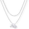 imagePAVOI 14K Gold Plated Dainty Hexagon Initial Letter Pendant Layered Necklace Jewelry Gift for Women  Paperclip Layering Chain NecklaceWhite Gold
