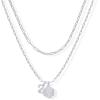 imagePAVOI 14K Gold Plated Dainty Hexagon Initial Letter Pendant Layered Necklace Jewelry Gift for Women  Paperclip Layering Chain NecklaceWhite Gold