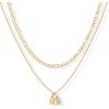 imagePAVOI 14K Gold Plated Initial Letter Double Dog Tag Pendant Necklace  Dainty Cubic Zirconia Letter Tag Round Box Chain Necklaces for Women A