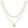imagePAVOI 14K Gold Plated Initial Letter Double Dog Tag Pendant Necklace  Dainty Cubic Zirconia Letter Tag Round Box Chain Necklaces for Women B