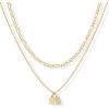 imagePAVOI 14K Gold Plated Initial Letter Double Dog Tag Pendant Necklace  Dainty Cubic Zirconia Letter Tag Round Box Chain Necklaces for Women D