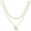 imagePAVOI 14K Gold Plated Initial Letter Double Dog Tag Pendant Necklace  Dainty Cubic Zirconia Letter Tag Round Box Chain Necklaces for Women F