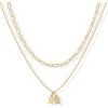 imagePAVOI 14K Gold Plated Initial Letter Double Dog Tag Pendant Necklace  Dainty Cubic Zirconia Letter Tag Round Box Chain Necklaces for Women G