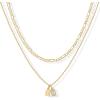 imagePAVOI 14K Gold Plated Initial Letter Double Dog Tag Pendant Necklace  Dainty Cubic Zirconia Letter Tag Round Box Chain Necklaces for Women M