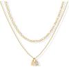 imagePAVOI 14K Gold Plated Initial Letter Double Dog Tag Pendant Necklace  Dainty Cubic Zirconia Letter Tag Round Box Chain Necklaces for Women Q
