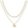 imagePAVOI 14K Gold Plated Initial Letter Double Dog Tag Pendant Necklace  Dainty Cubic Zirconia Letter Tag Round Box Chain Necklaces for Women T
