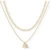 imagePAVOI 14K Gold Plated Initial Letter Double Dog Tag Pendant Necklace  Dainty Cubic Zirconia Letter Tag Round Box Chain Necklaces for Women X