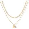 imagePAVOI 14K Gold Plated Initial Letter Double Dog Tag Pendant Necklace  Dainty Cubic Zirconia Letter Tag Round Box Chain Necklaces for Women Y