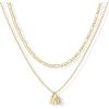 imagePAVOI 14K Gold Plated Initial Letter Double Dog Tag Pendant Necklace  Dainty Cubic Zirconia Letter Tag Round Box Chain Necklaces for Women Z