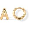imagePAVOI 14K Gold Plated Sterling Silver Posts Dainty Initial Huggie Earrings for Women  Gold Huggie Hoop Small Initial Jewelry  Trendy Alphabet Letter Earrings A