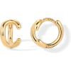 imagePAVOI 14K Gold Plated Sterling Silver Posts Dainty Initial Huggie Earrings for Women  Gold Huggie Hoop Small Initial Jewelry  Trendy Alphabet Letter Earrings C