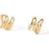 imagePAVOI 14K Gold Plated Sterling Silver Posts Dainty Initial Huggie Earrings for Women  Gold Huggie Hoop Small Initial Jewelry  Trendy Alphabet Letter Earrings M