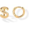 imagePAVOI 14K Gold Plated Sterling Silver Posts Dainty Initial Huggie Earrings for Women  Gold Huggie Hoop Small Initial Jewelry  Trendy Alphabet Letter Earrings S