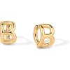 imagePAVOI 14K Gold Plated Sterling Silver Posts Dainty Initial Huggie Earrings for Women  Gold Huggie Hoop Small Initial Jewelry  Trendy Alphabet Letter Earrings B