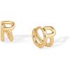 imagePAVOI 14K Gold Plated Sterling Silver Posts Dainty Initial Huggie Earrings for Women  Gold Huggie Hoop Small Initial Jewelry  Trendy Alphabet Letter Earrings R