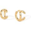 imagePAVOI 14K Gold Plated Sterling Silver Posts Dainty Initial Huggie Earrings for Women  Gold Huggie Hoop Small Initial Jewelry  Trendy Alphabet Letter Earrings C