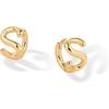 imagePAVOI 14K Gold Plated Sterling Silver Posts Dainty Initial Huggie Earrings for Women  Gold Huggie Hoop Small Initial Jewelry  Trendy Alphabet Letter Earrings S