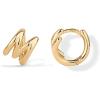 imagePAVOI 14K Gold Plated Sterling Silver Posts Dainty Initial Huggie Earrings for Women  Gold Huggie Hoop Small Initial Jewelry  Trendy Alphabet Letter Earrings M