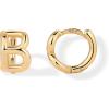 imagePAVOI 14K Gold Plated Sterling Silver Posts Dainty Initial Huggie Earrings for Women  Gold Huggie Hoop Small Initial Jewelry  Trendy Alphabet Letter Earrings B
