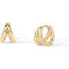 imagePAVOI 14K Gold Plated Sterling Silver Posts Dainty Initial Huggie Earrings for Women  Gold Huggie Hoop Small Initial Jewelry  Trendy Alphabet Letter Earrings A