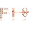 imagePAVOI 14K Gold Plated 925 Sterling Silver Cubic Zirconia Initial Letter Stud Earrings for Women  Simulated Diamond Alphabet Letter Earrings F
