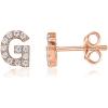 imagePAVOI 14K Gold Plated 925 Sterling Silver Cubic Zirconia Initial Letter Stud Earrings for Women  Simulated Diamond Alphabet Letter Earrings G