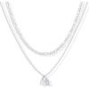 imagePAVOI 14K Gold Plated Initial Letter Double Dog Tag Pendant Necklace  Dainty Cubic Zirconia Letter Tag Round Box Chain Necklaces for Women W