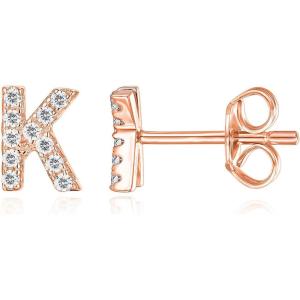 imagePAVOI 14K Gold Plated 925 Sterling Silver Cubic Zirconia Initial Letter Stud Earrings for Women  Simulated Diamond Alphabet Letter Earrings K