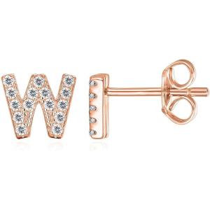 imagePAVOI 14K Gold Plated 925 Sterling Silver Cubic Zirconia Initial Letter Stud Earrings for Women  Simulated Diamond Alphabet Letter Earrings W