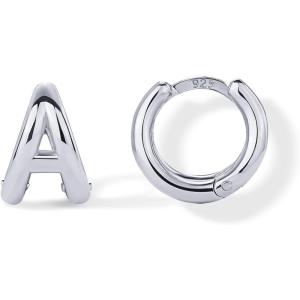 imagePAVOI 14K Gold Plated Sterling Silver Posts Dainty Initial Huggie Earrings for Women  Gold Huggie Hoop Small Initial Jewelry  Trendy Alphabet Letter Earrings A