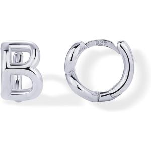imagePAVOI 14K Gold Plated Sterling Silver Posts Dainty Initial Huggie Earrings for Women  Gold Huggie Hoop Small Initial Jewelry  Trendy Alphabet Letter Earrings B