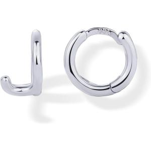 imagePAVOI 14K Gold Plated Sterling Silver Posts Dainty Initial Huggie Earrings for Women  Gold Huggie Hoop Small Initial Jewelry  Trendy Alphabet Letter Earrings J