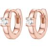 imagePAVOI 14K Gold Plated 925 Sterling Silver Cubic Zirconia Huggie Earrings  UShaped Snake Solitaire Small Round Huggie Stud Fashion Hoop Earrings for WomenRose Gold