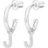 imagePAVOI 14K Gold Plated 925 Sterling Silver Post Huggie Earring with Initial Dangle  CZ Huggie Hoop Earrings  Womens Cubic Zirconia Initial HuggiesWhite Gold