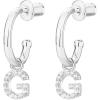 imagePAVOI 14K Gold Plated 925 Sterling Silver Post Huggie Earring with Initial Dangle  CZ Huggie Hoop Earrings  Womens Cubic Zirconia Initial HuggiesWhite Gold