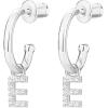 imagePAVOI 14K Gold Plated 925 Sterling Silver Post Huggie Earring with Initial Dangle  CZ Huggie Hoop Earrings  Womens Cubic Zirconia Initial HuggiesWhite Gold