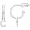 imagePAVOI 14K Gold Plated 925 Sterling Silver Post Huggie Earring with Initial Dangle  CZ Huggie Hoop Earrings  Womens Cubic Zirconia Initial HuggiesWhite Gold